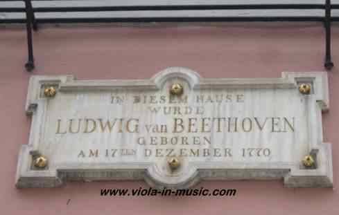 A plaque commemorating Beethoven's birthplace in Bonn