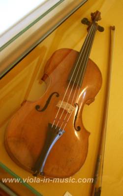 Beethoven played the viola in Bonn's orchestras to support his family. This is his viola, in Beethoven Haus, where he was born