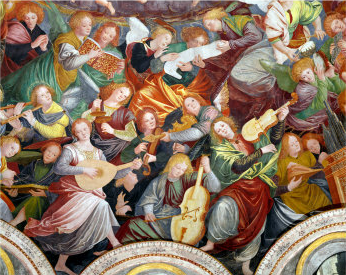 The Concert of Angels (Angeli Musicanti), 1534-36 Gaudenzio Ferrari<br>  Early examples of violas in painting