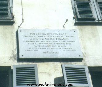 Paganini's house in Nice, where he died in 1840, with a commemorative plaque