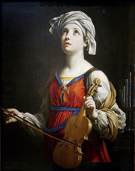 Patron saint of musicians, did she play the viola? Saint Cecilia by Guido Reni, 1606